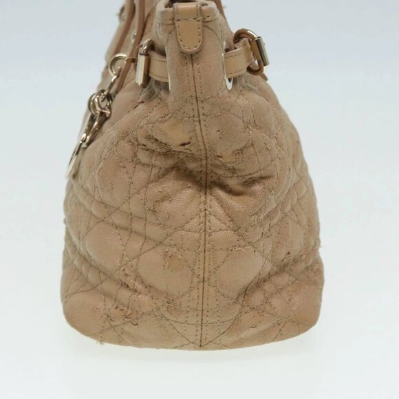 Christian Dior Lady Dior Canage Hand Bag Coated Canvas Cream Vanilla Auth yb647 - Picture 4 of 15
